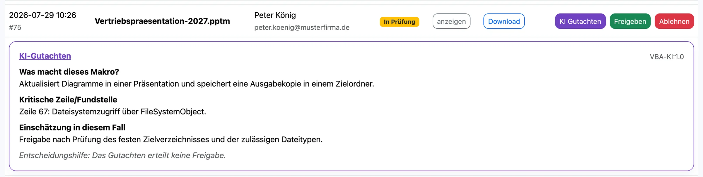 KI-Gutachten zu Vertriebspraesentation-2027.pptm: Dateisystemzugriff über FileSystemObject